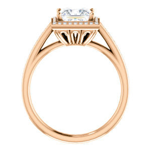 Cubic Zirconia Engagement Ring- The Laila Jean (Customizable Cathedral-set Princess Cut with Halo and Thin Pavé Band)