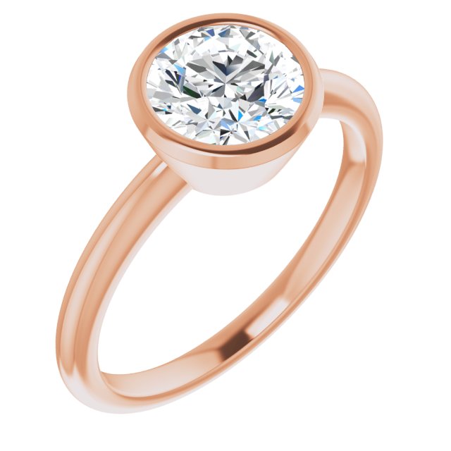 10K Rose Gold Customizable Bezel-set Round Cut Solitaire with Thin Band