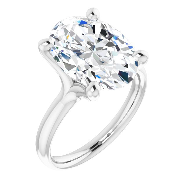10K White Gold Customizable Oval Cut Fabulous Solitaire