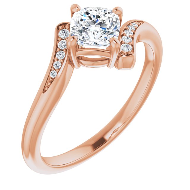 10K Rose Gold Customizable 11-stone Cushion Cut Design with Bypass Channel Accents