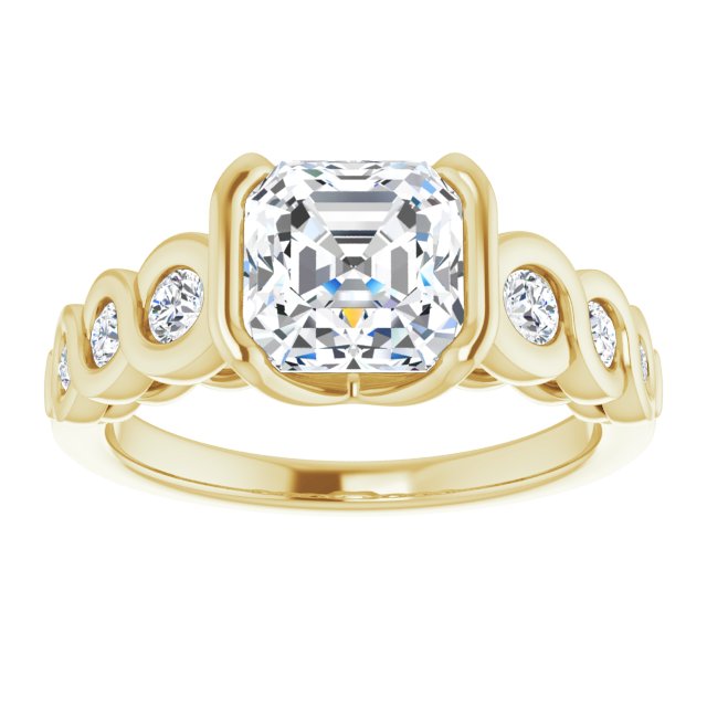 Cubic Zirconia Engagement Ring- The Destiny (Customizable 7-stone Asscher Cut Design with Interlocking Infinity Band)