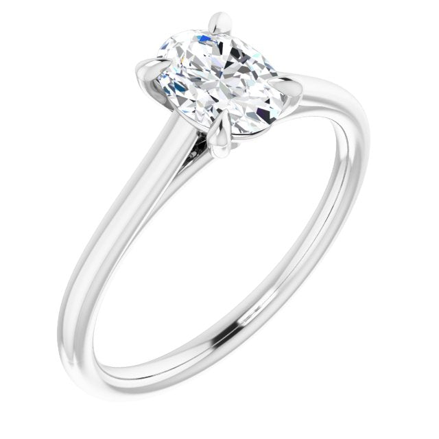 10K White Gold Customizable Classic Cathedral Oval Cut Solitaire