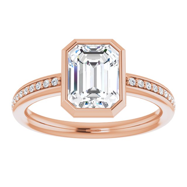 Cubic Zirconia Engagement Ring- The Greta (Customizable Bezel-Set Radiant Cut Center with Thin Shared Prong Band)