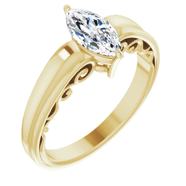 10K Yellow Gold Customizable Marquise Cut Solitaire