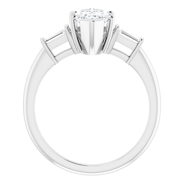 Cubic Zirconia Engagement Ring-*Clearance* The Dayanna Guadalupe (3-stone 2.0 Carat Marquise Cut Design with Dual Baguette Accents in Platinum))