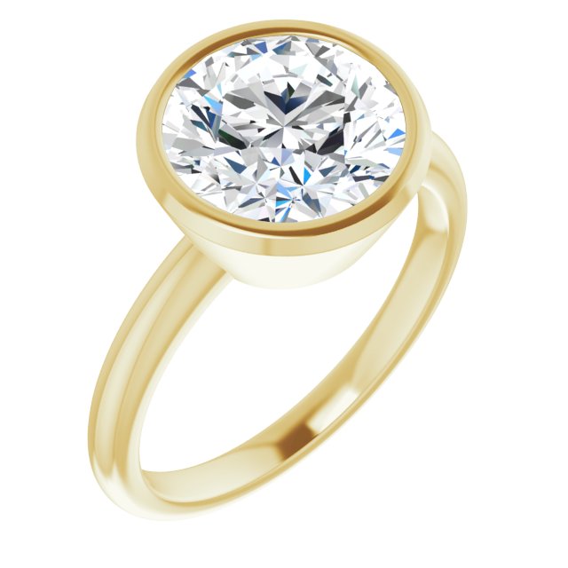 10K Yellow Gold Customizable Bezel-set Round Cut Solitaire with Thin Band