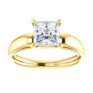 CZ Wedding Set, featuring The Johnnie engagement ring (Customizable Cathedral-set Princess Cut Solitaire with Decorative Prong Basket)