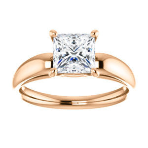 Cubic Zirconia Engagement Ring- The Johnnie (Customizable Cathedral-set Princess Cut Solitaire with Decorative Prong Basket)