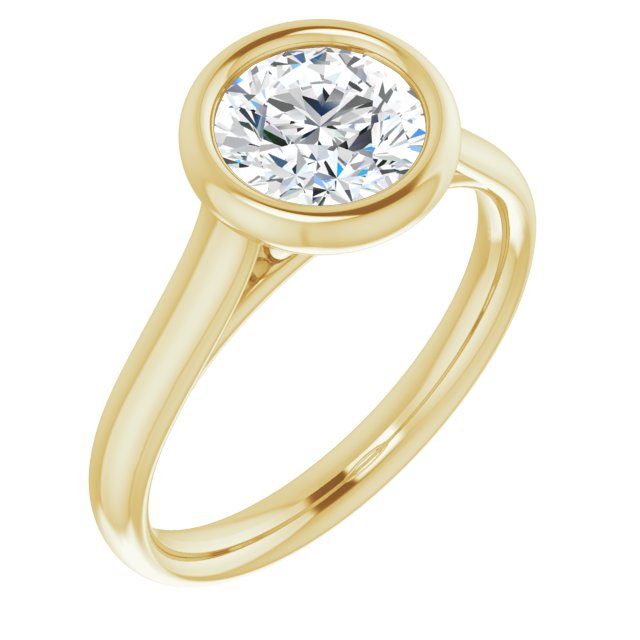 10K Yellow Gold Customizable Cathedral-Bezel Round Cut Solitaire