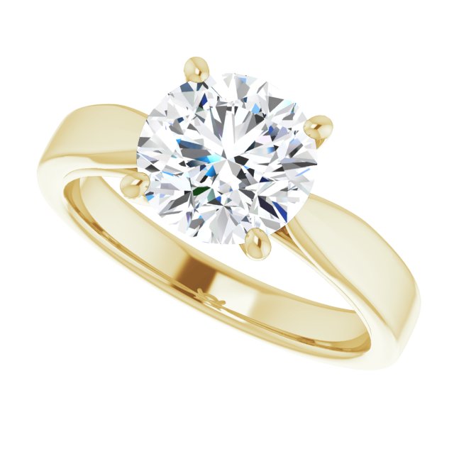 Cubic Zirconia Engagement Ring- The Eden (Customizable Round Cut Cathedral Solitaire with Wide Tapered Band)