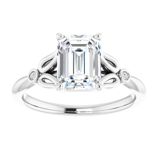 Cubic Zirconia Engagement Ring- The Dayanny (Customizable 3-stone Radiant Cut Design with Thin Band and Twin Round Bezel Side Stones)
