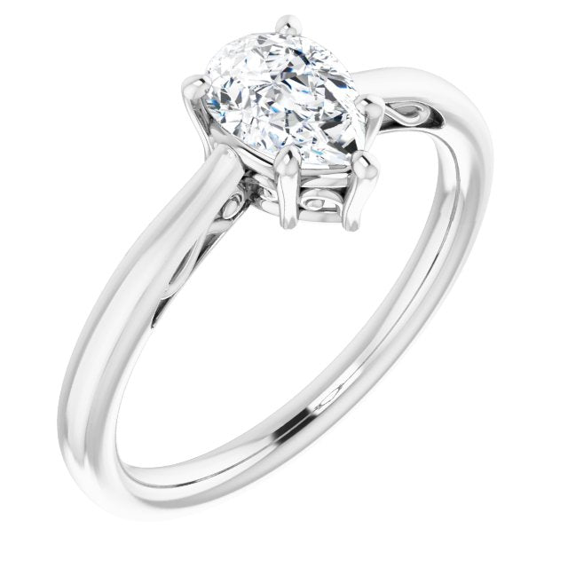 10K White Gold Customizable Pear Cut Solitaire with 'Incomplete' Decorations