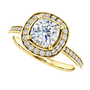 Cubic Zirconia Engagement Ring- The Nynaeve (Customizable Cushion Cut Style with Thin Pavé Band and Halo Accents)