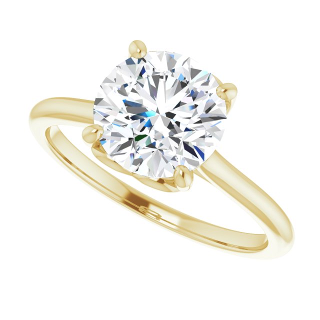 Cubic Zirconia Engagement Ring- The Josepha (Customizable Cathedral-style Round Cut Solitaire with Decorative Heart Prong Basket)