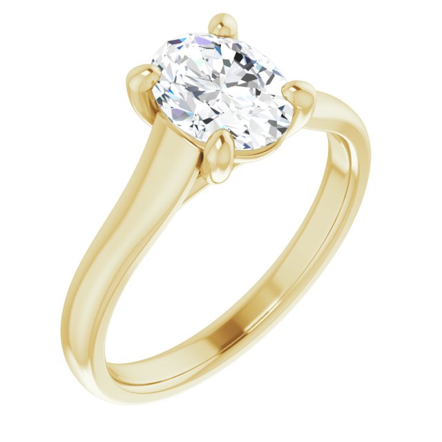Cubic Zirconia Engagement Ring- The Jewel (Customizable Oval Cut Cathedral-Prong Solitaire with Decorative X Trellis)