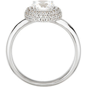 Cubic Zirconia Engagement Ring- The Dakota (1.35 Carat TCW Round Cut with Faux Pavé Halo)