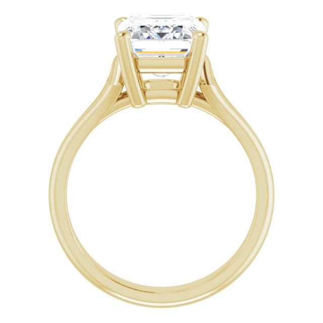 Cubic Zirconia Engagement Ring- The Frankie (Customizable Cathedral-Raised Radiant Cut Solitaire with Angular Chevron Split Band)