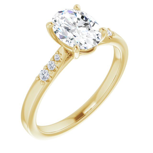 Cubic Zirconia Engagement Ring- The Kayla Love (Customizable 7-stone Oval Cut Cathedral Style with Triple Graduated Round Cut Side Stones)