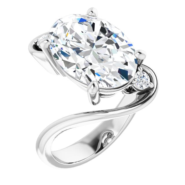 10K White Gold Customizable 3-stone Oval Cut Setting featuring Artisan Bypass