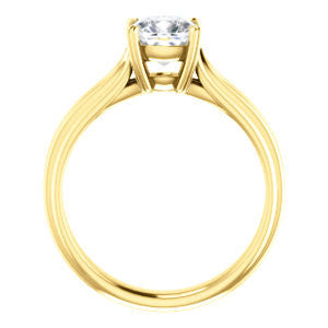 Cubic Zirconia Engagement Ring- The Piper (Customizable Cushion Cut Solitaire with Flared Split-band)
