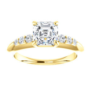 Cubic Zirconia Engagement Ring- The Karyn Nya (Customizable 7-stone Asscher Cut style with Tapered Band & Round Prong-set Accents)