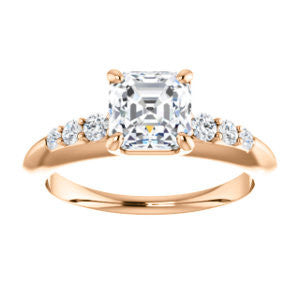 Cubic Zirconia Engagement Ring- The Karyn Nya (Customizable 7-stone Asscher Cut style with Tapered Band & Round Prong-set Accents)