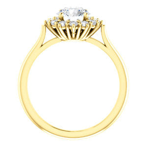 Cubic Zirconia Engagement Ring- The Kirsten (Customizable Round Cut with Large Cluster-Accent Crown-Supported Halo)