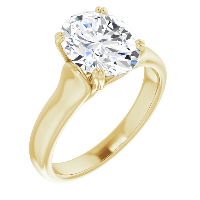 10K Yellow Gold Customizable Oval Cut Solitaire with Under-trellis Design