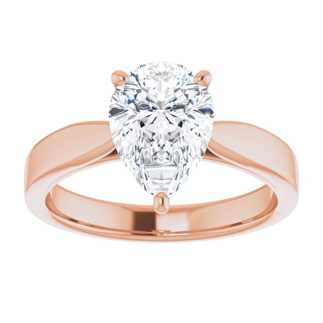 Cubic Zirconia Engagement Ring- The Eden (Customizable Pear Cut Cathedral Solitaire with Wide Tapered Band)