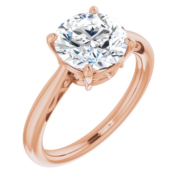 14K Rose Gold Customizable Round Cut Solitaire with 'Incomplete' Decorations