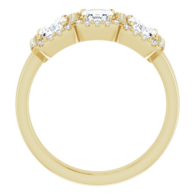 Cubic Zirconia Engagement Ring- The Delores (Customizable Radiant Cut Triple Halo 3-stone Design)