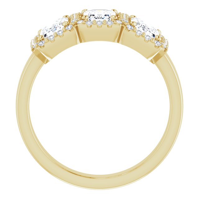 Cubic Zirconia Engagement Ring- The Delores (Customizable Radiant Cut Triple Halo 3-stone Design)