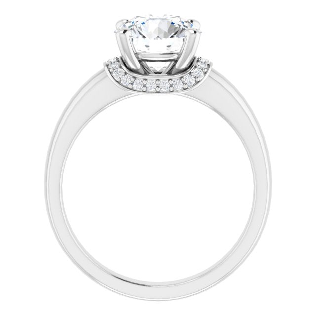 Cubic Zirconia Engagement Ring- The Jennifer Elena (Customizable Round Cut Style featuring Saddle-shaped Under Halo)