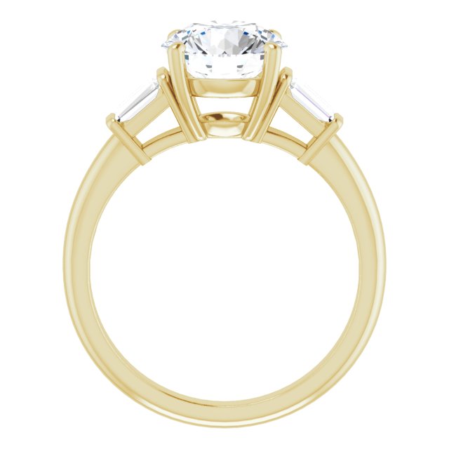 Cubic Zirconia Engagement Ring- The Chloe (Customizable 5-stone Round Cut Style with Quad Tapered Baguettes)