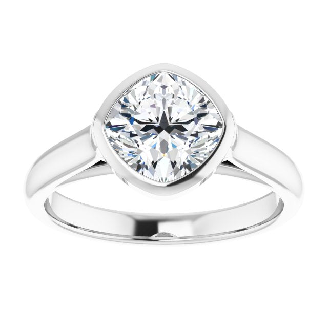 Cubic Zirconia Engagement Ring- The Ann Michelle (Customizable Cathedral-Bezel Cushion Cut 7-stone "Semi-Solitaire" Design)