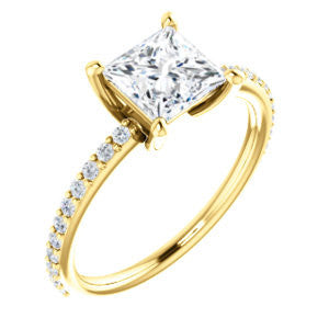 Cubic Zirconia Engagement Ring- The Blaire (Customizable Princess Cut with Petite Pavé Band)