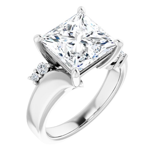10K White Gold Customizable 5-stone Princess/Square Cut Style featuring Artisan Bypass
