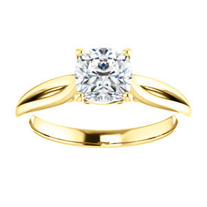 Cubic Zirconia Engagement Ring- The Viola (Customizable Cushion Cut Solitaire with Curving Tapered Split Band)
