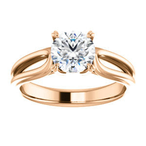 CZ Wedding Set, featuring The Piper engagement ring (Customizable Round Cut Solitaire with Flared Split-band)