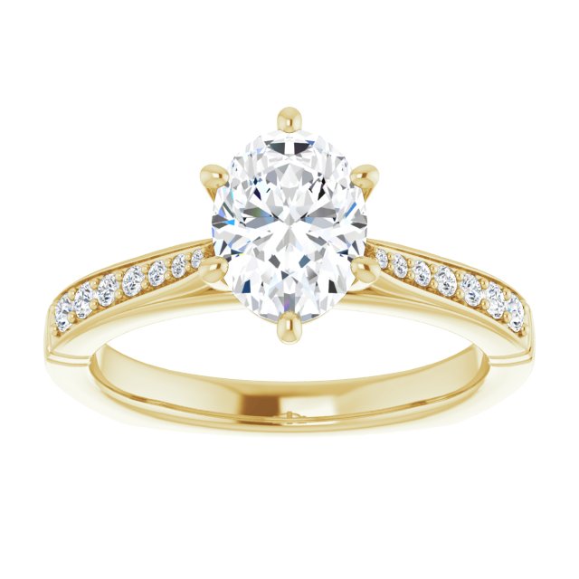 Cubic Zirconia Engagement Ring- The Ella Gabriela (Customizable Oval Cut Design with Tapered Euro Shank and Graduated Band Accents)