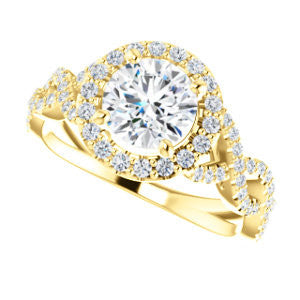 Cubic Zirconia Engagement Ring- The Benita (Customizable Round Cut with Infinity Split-band Pavé and Halo)