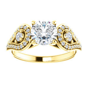 CZ Wedding Set, featuring The Tonya Laverne engagement ring (Customizable Round Cut Design with Winged Split-Pavé Band)