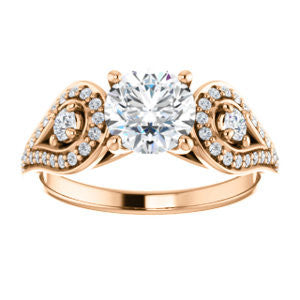 CZ Wedding Set, featuring The Tonya Laverne engagement ring (Customizable Round Cut Design with Winged Split-Pavé Band)