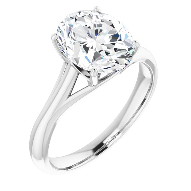 10K White Gold Customizable Oval Cut Solitaire with Crosshatched Prong Basket