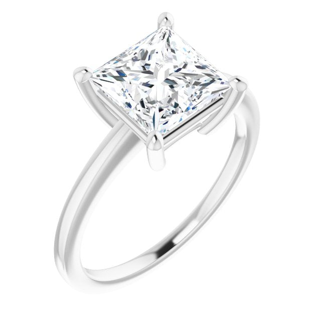 Cubic Zirconia Engagement Ring- The Avril (Customizable Bowl-Prongs Princess/Square Cut Solitaire with Thin Band)
