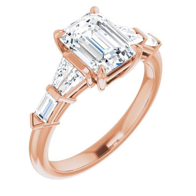 Cubic Zirconia Engagement Ring- The Annaliza (Customizable 7-stone Design with Radiant Cut Center and Baguette Accents)