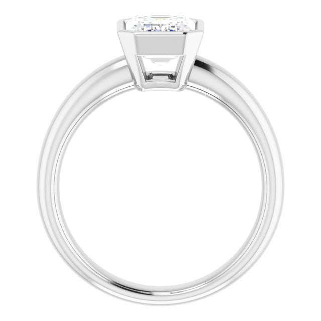 Cubic Zirconia Engagement Ring- The Jenny (Customizable Bezel-set Radiant Cut Solitaire with Wide Band)