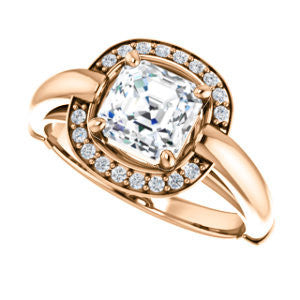 Cubic Zirconia Engagement Ring- The Kady (Customizable Cathedral-set Asscher Cut with Semi-Halo)