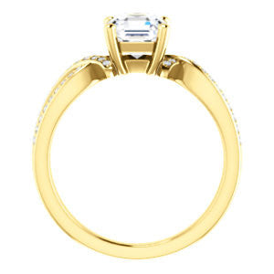 Cubic Zirconia Engagement Ring- The Tawny (Customizable Asscher Cut Bypass Pavé Split-Band with Twist)