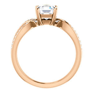 Cubic Zirconia Engagement Ring- The Tawny (Customizable Asscher Cut Bypass Pavé Split-Band with Twist)